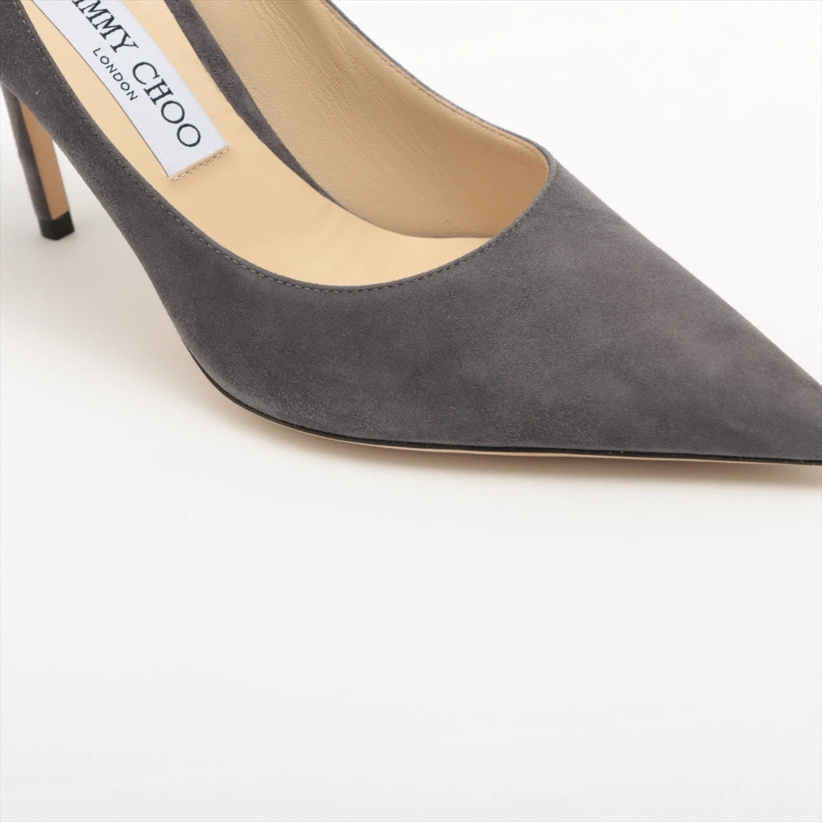 ★美品★JIMMY CHOO★ グレージュ スエード パンプス ジミーチュウ スエード パンプス 38 レディース グレー JCロゴ