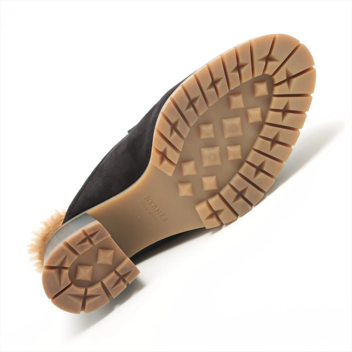 エルメス スエード×ムートン ミュール 36 レディース ブラック