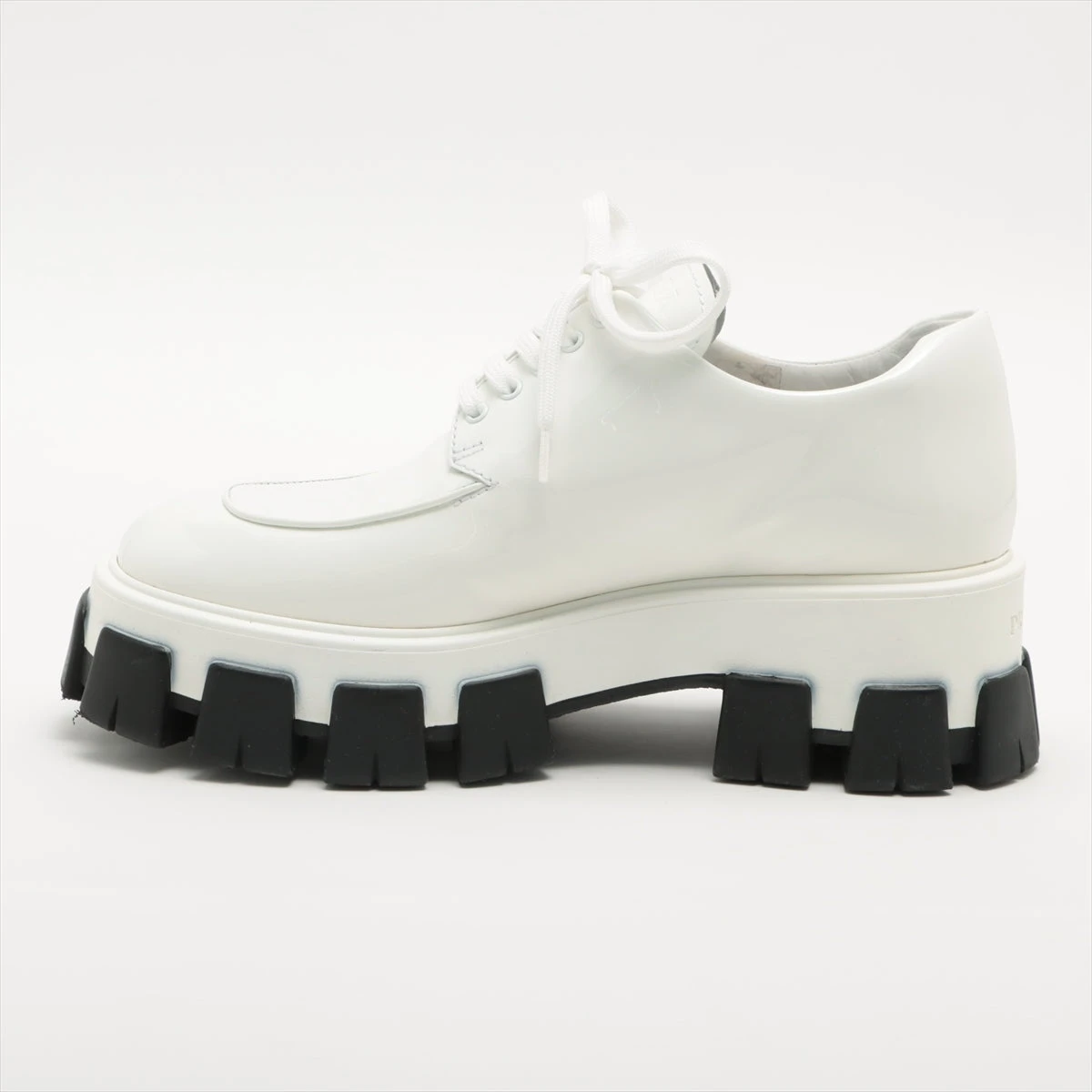 【24AW】モノリス パテントレザー ブーティ◆プラダ PRADA【入手困難】☆モノリス☆ブラッシュドレザー ブーティー