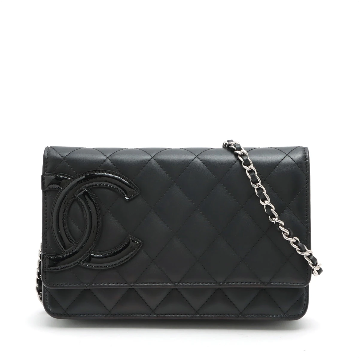 CHANELシャネル　カンボンライン　黒 □CHANEL シャネル□カンボンライン□長財布□黒x黒xピンク
