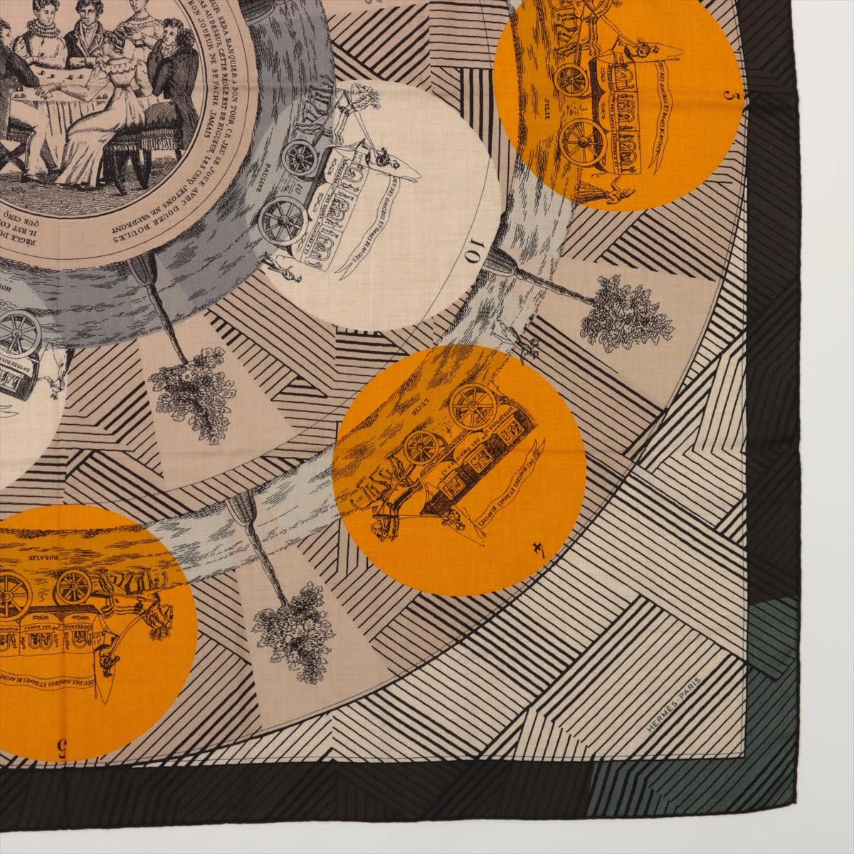 エルメス スカーフ カシミヤ×シルク カーキ カレジェアン JEU