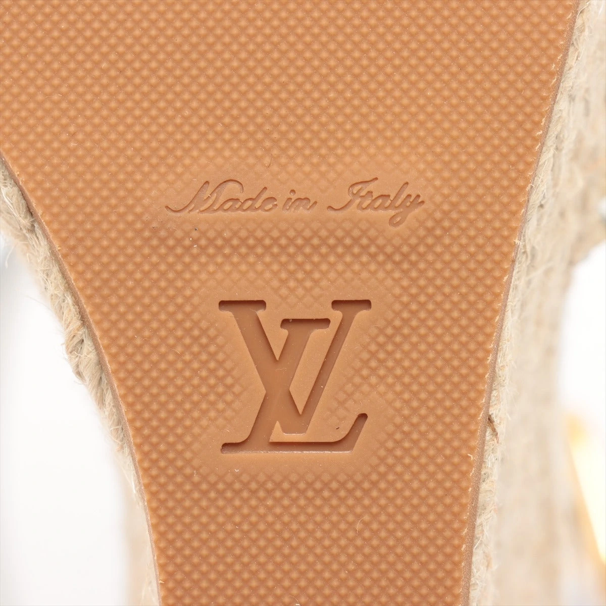 ヴィトン バウンダリーライン 22年 ストロー×レザー ウェッジ