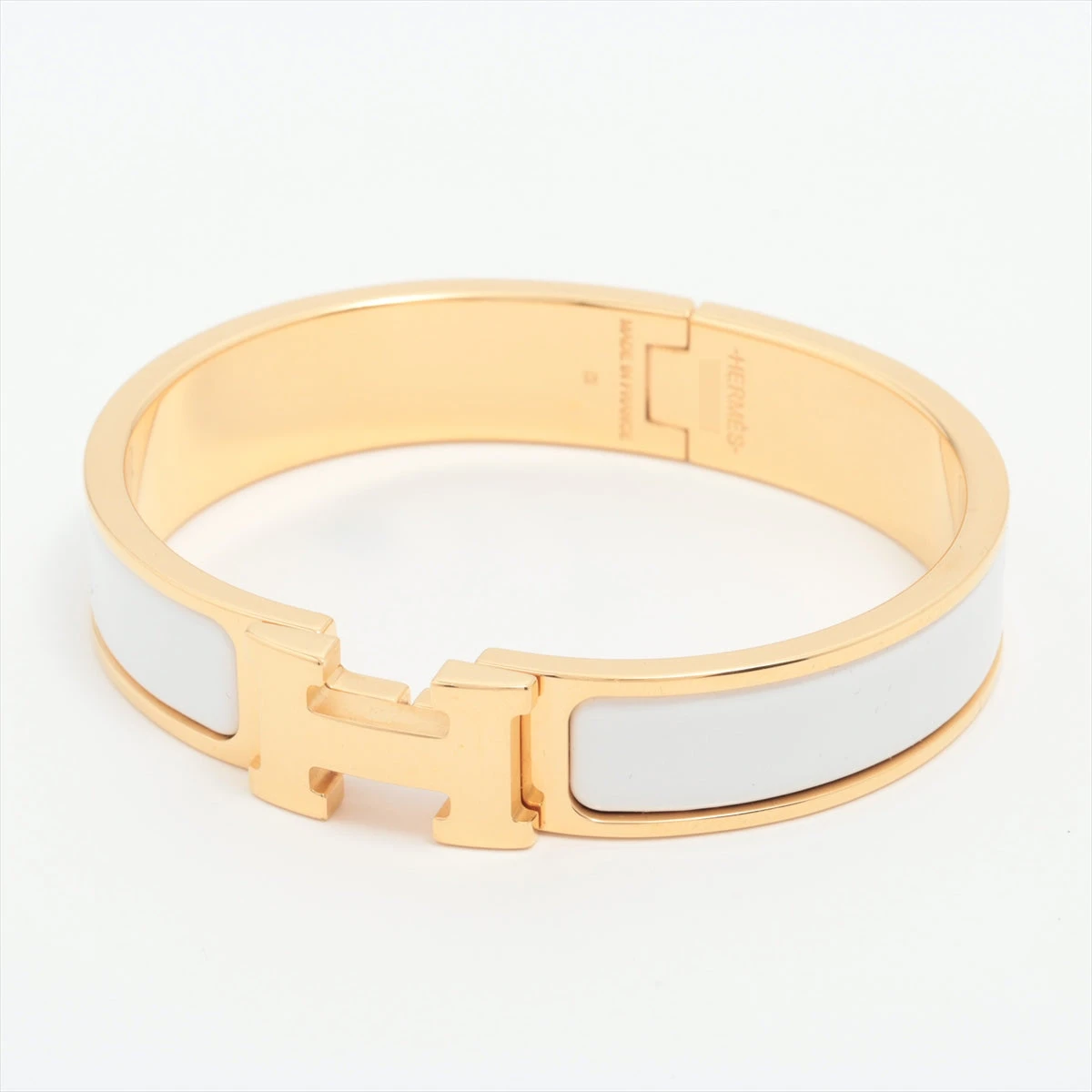 エルメス Hバングル クリッククラックPM バングル GP ホワイト  