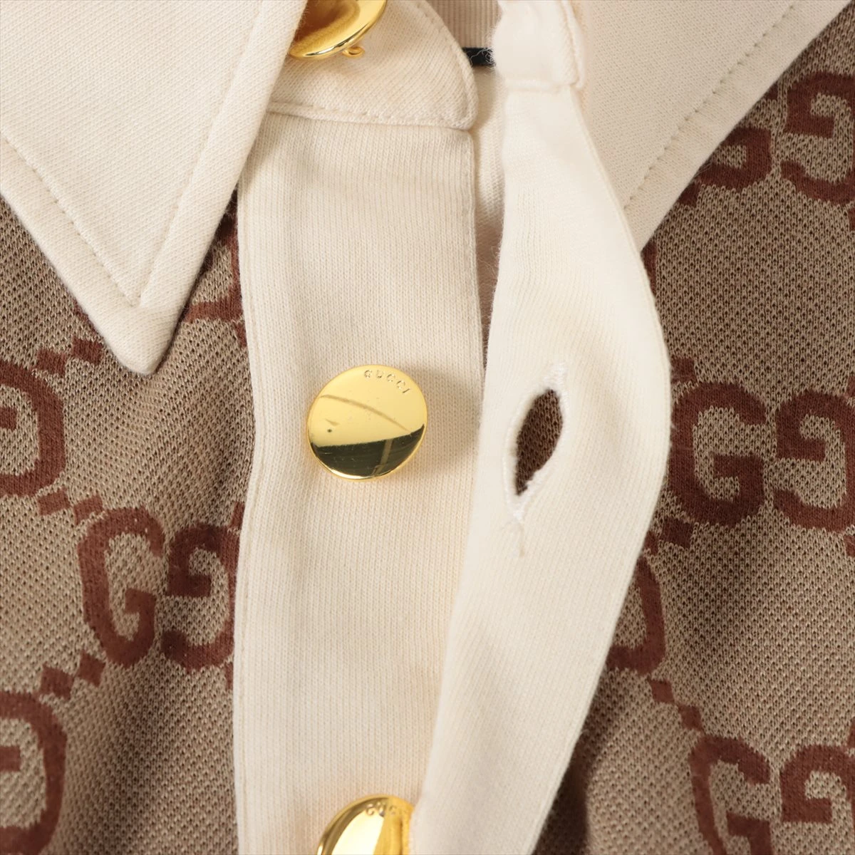 グッチ GGジャカード コットン×シルク ポロシャツ L メンズ ブラウン