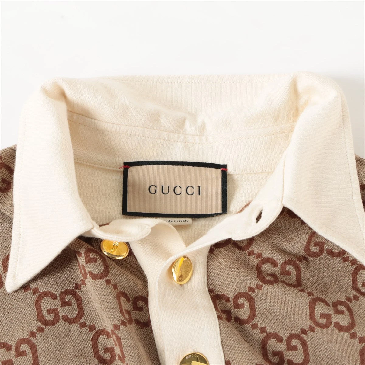 グッチ GGジャカード コットン×シルク ポロシャツ L メンズ ブラウン