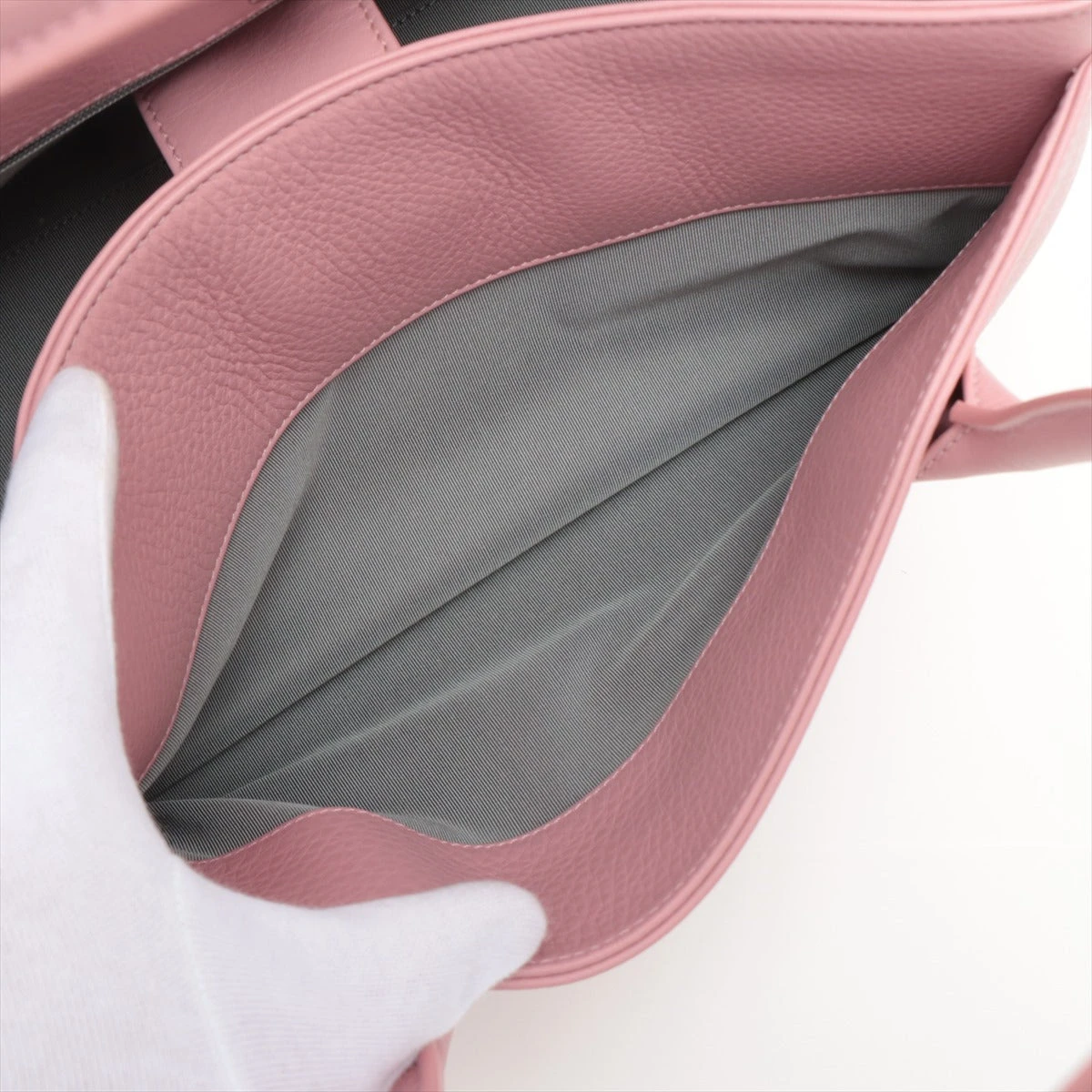 シャネル エグゼクティブ レザー トートバッグ ピンク シルバー金具 20