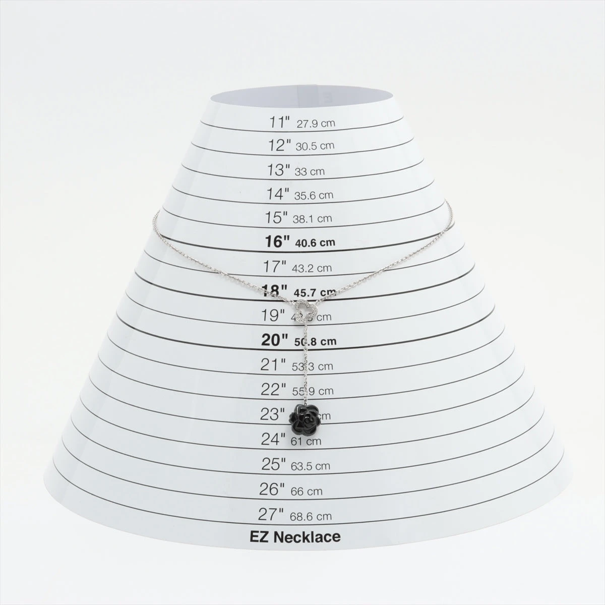 シャネル カメリア オニキス ダイヤ ネックレス 750(WG) 6.5g