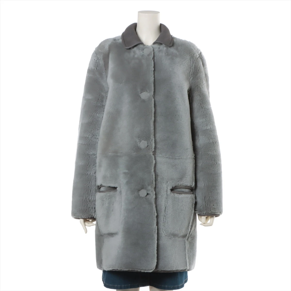 美品 CELINE セリーヌ フィービー期 シープスキン リバーシブル ムートンコート 2 8I63/344C サイズ36 グレー レディース 古着 中古 USED CELINE - 美品 CELINE セリーヌ フィービー期 シープスキン
