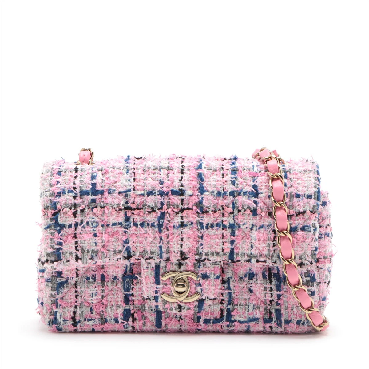 ★ピンクツイード&ゴールドメタル★CHANEL ミニマトラッセ シャネル ミニマトラッセ ツイード シングルフラップ シングル