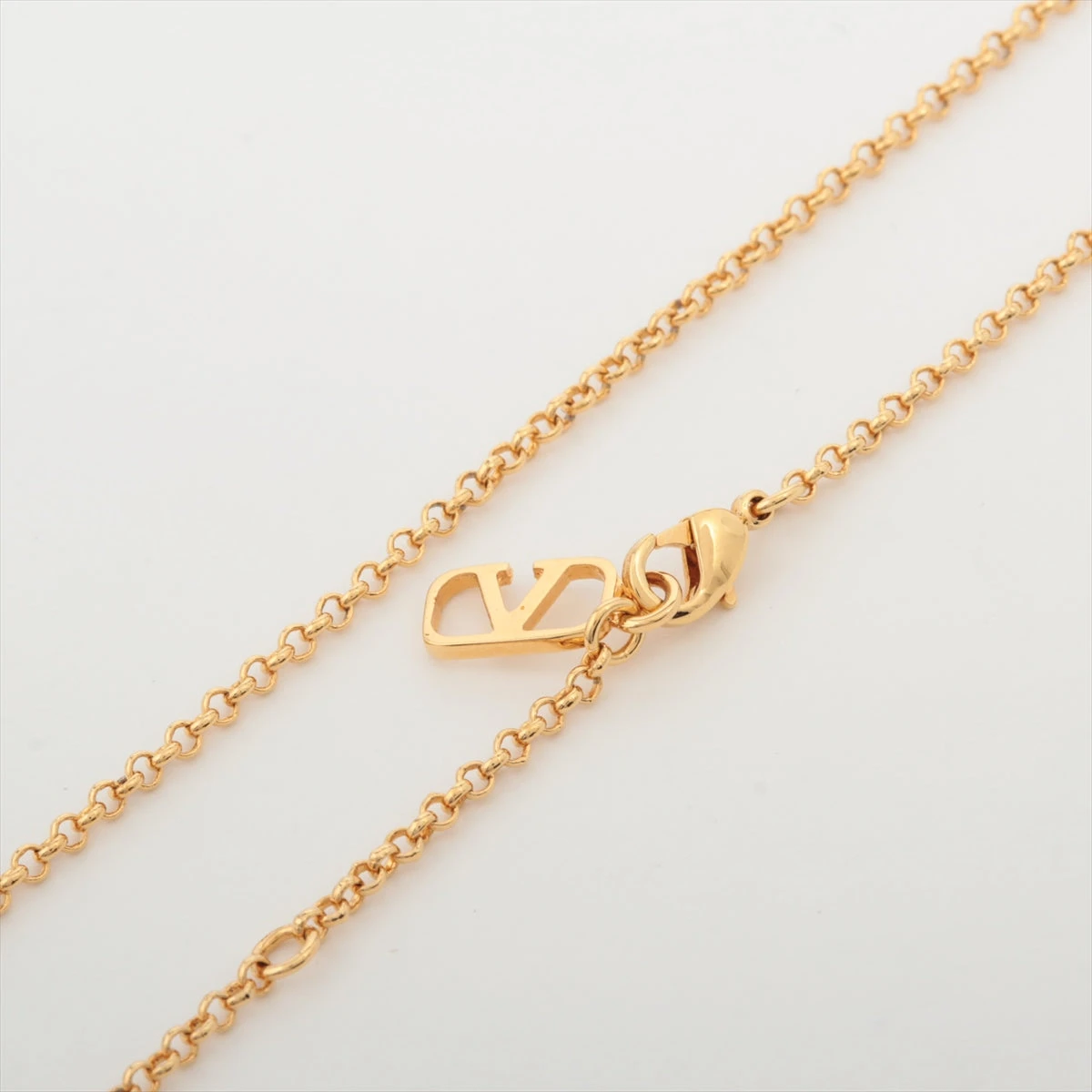2442-1 極美品✨VALENTINOネックレスVロゴラインストーン