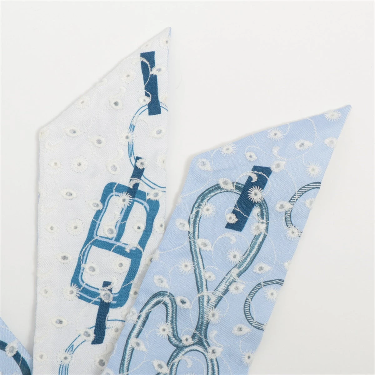 エルメス ツイリー Do Re Boucles スカーフ シルク ブルー