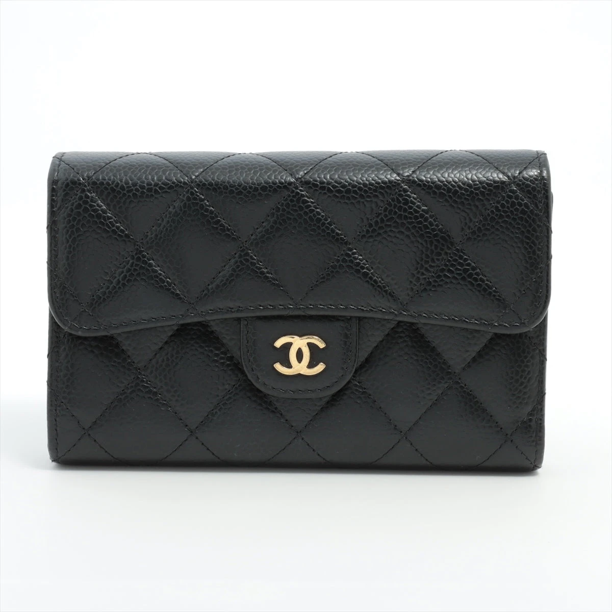 ⭐️美品⭐️シャネル CHANEL 財布 マトラッセ キャビアスキン ブラック 美品 CHANEL シャネル キャビアスキン マトラッセ 折り財布