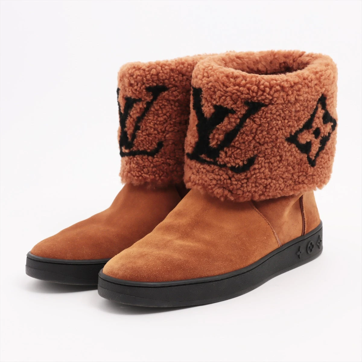 LV ショートブーツ37 ヴィトン スノードロップライン 20年 スエード ショートブーツ 37