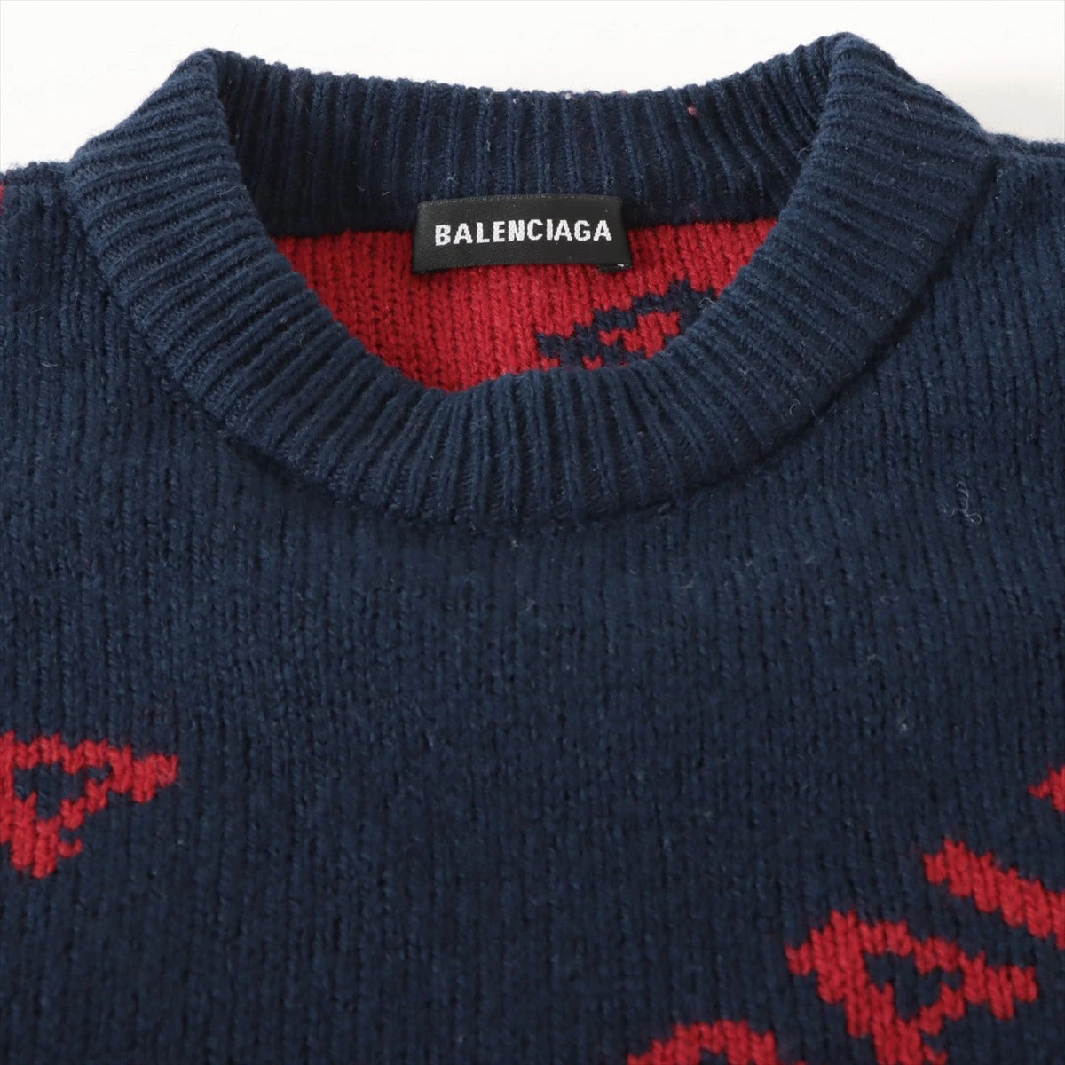 新品バレンシアガ ニット ネイビー×レッド
