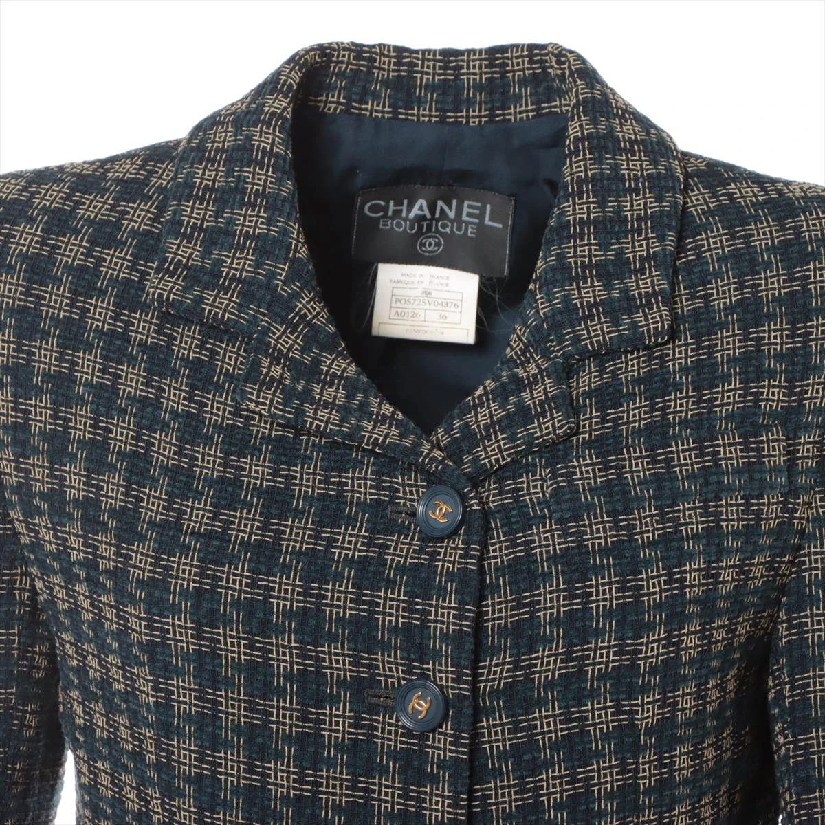 シャネル ココボタン 95A ウール×アクリル テーラードジャケット 36