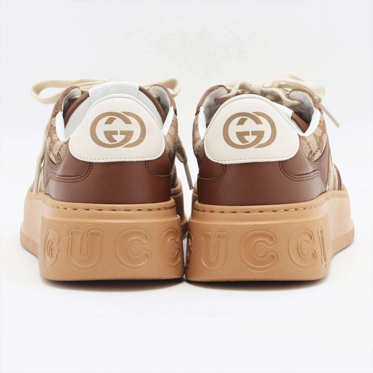お値下げ】GUCCI レザー&キャンバス ロートップ スニーカー