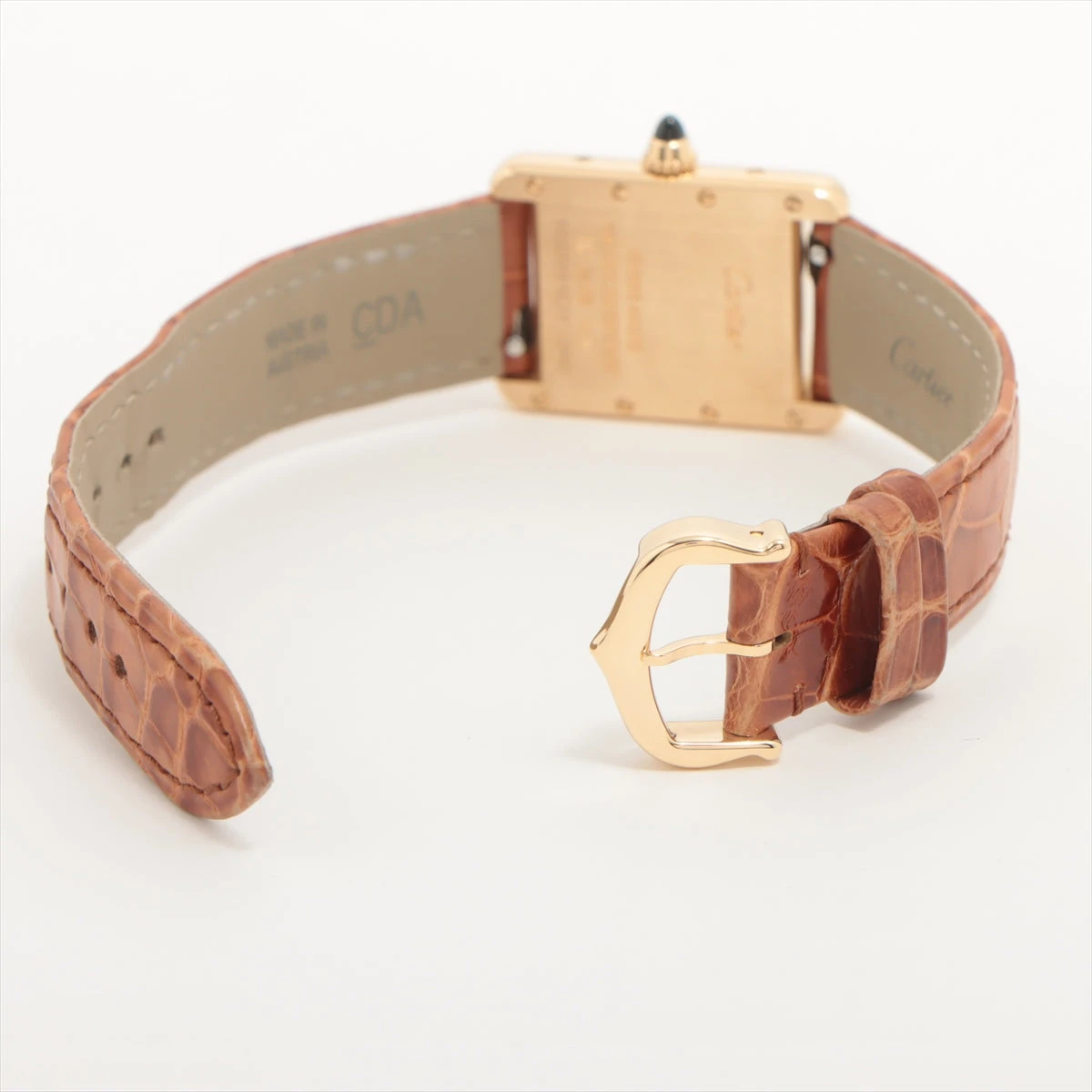 カルティエ タンクルイ W1529856 YG×革 QZ アイボリー文字盤