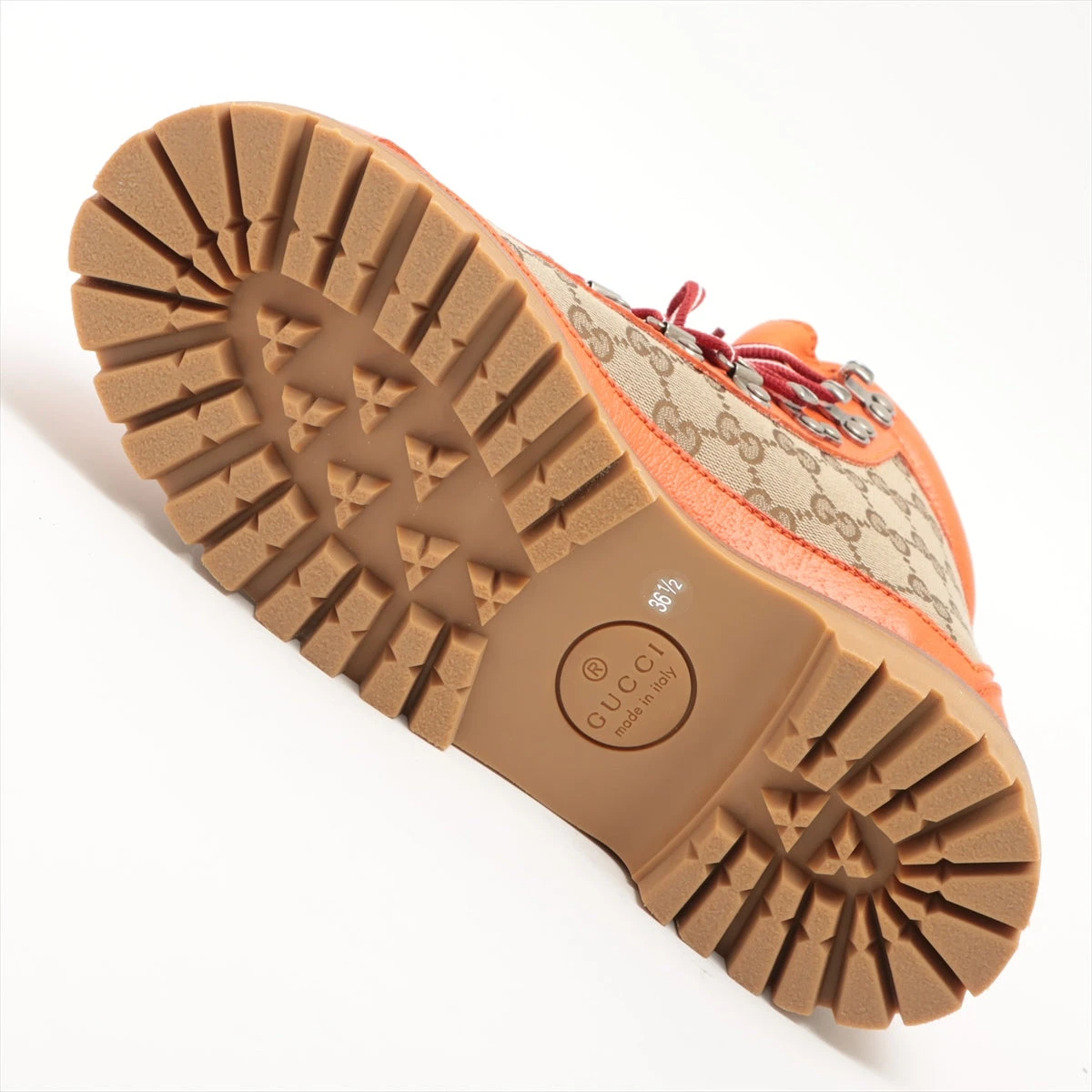 グッチ×ノースフェイス キャンバス×レザー ブーツ 36 1/2