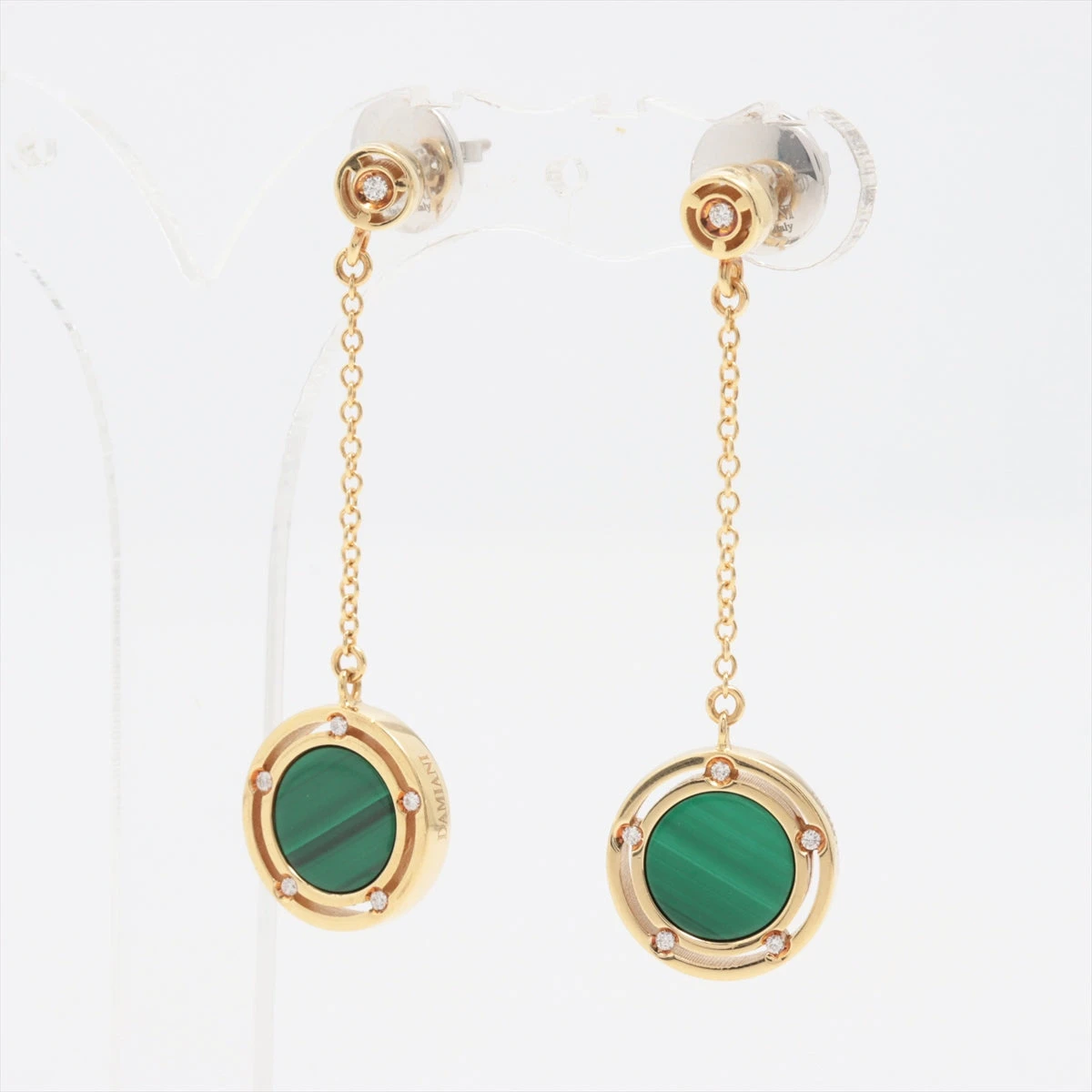 ダミアーニ Dサイド マラカイト ダイヤ ピアス 750(YG×WG) 9.4g 打痕