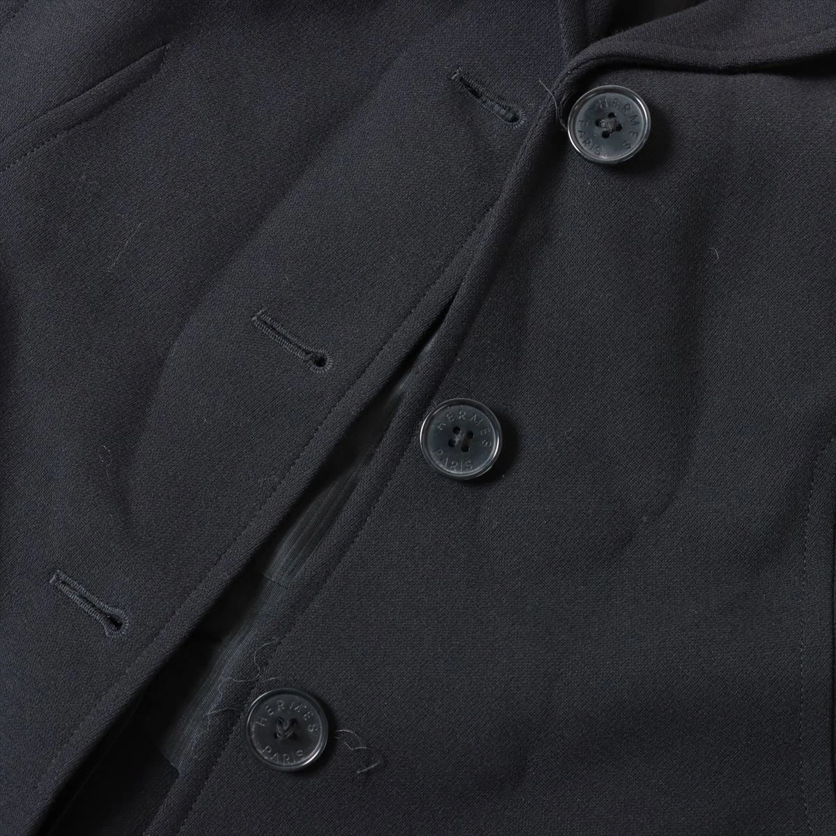 エルメス コットン×ウール ジャケット 44 レディース ブラック  