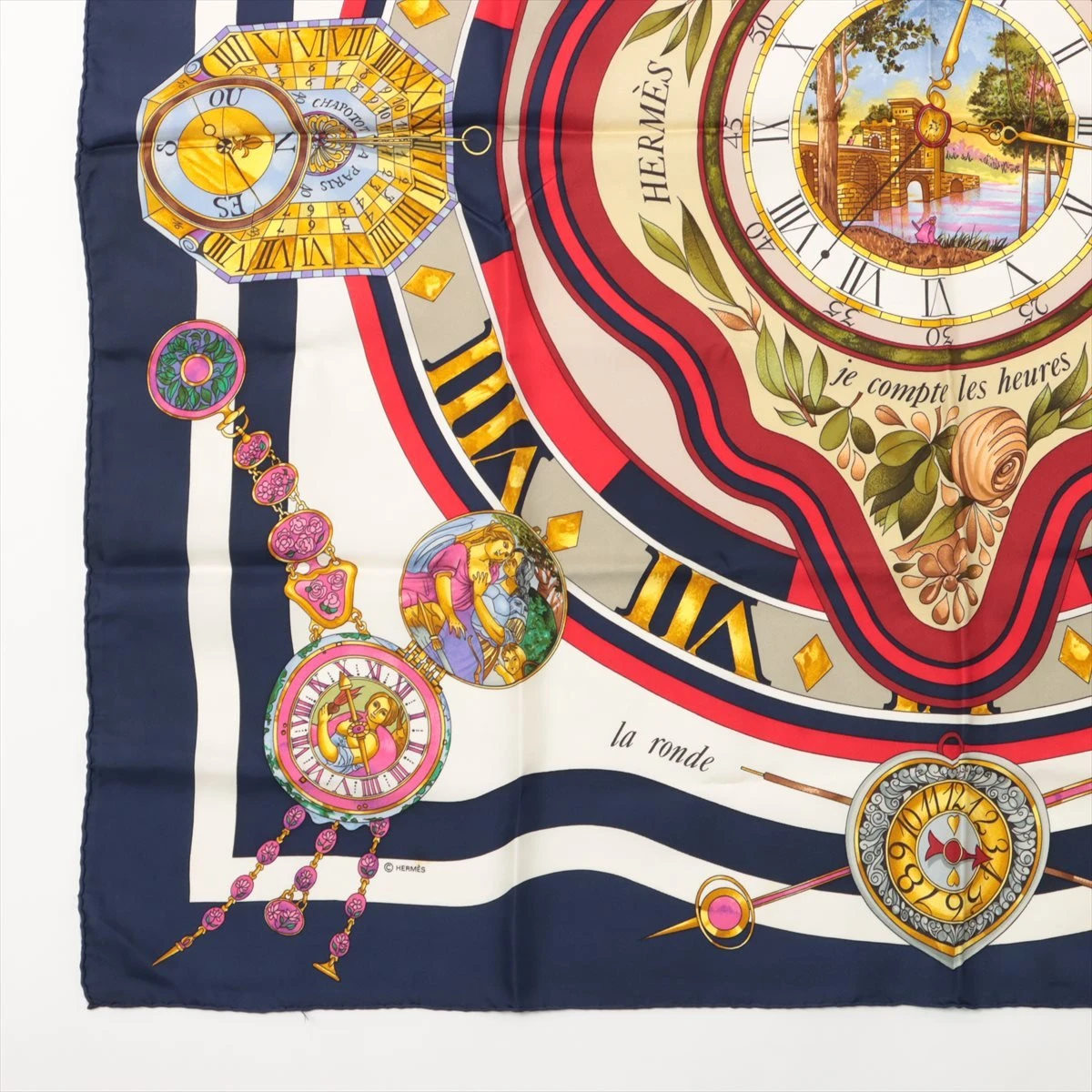 HREMES エルメス カレ スカーフ je compte les heures HERMES Parmi Les Fleurs Je Compte Les Heures Silk Scarf 90