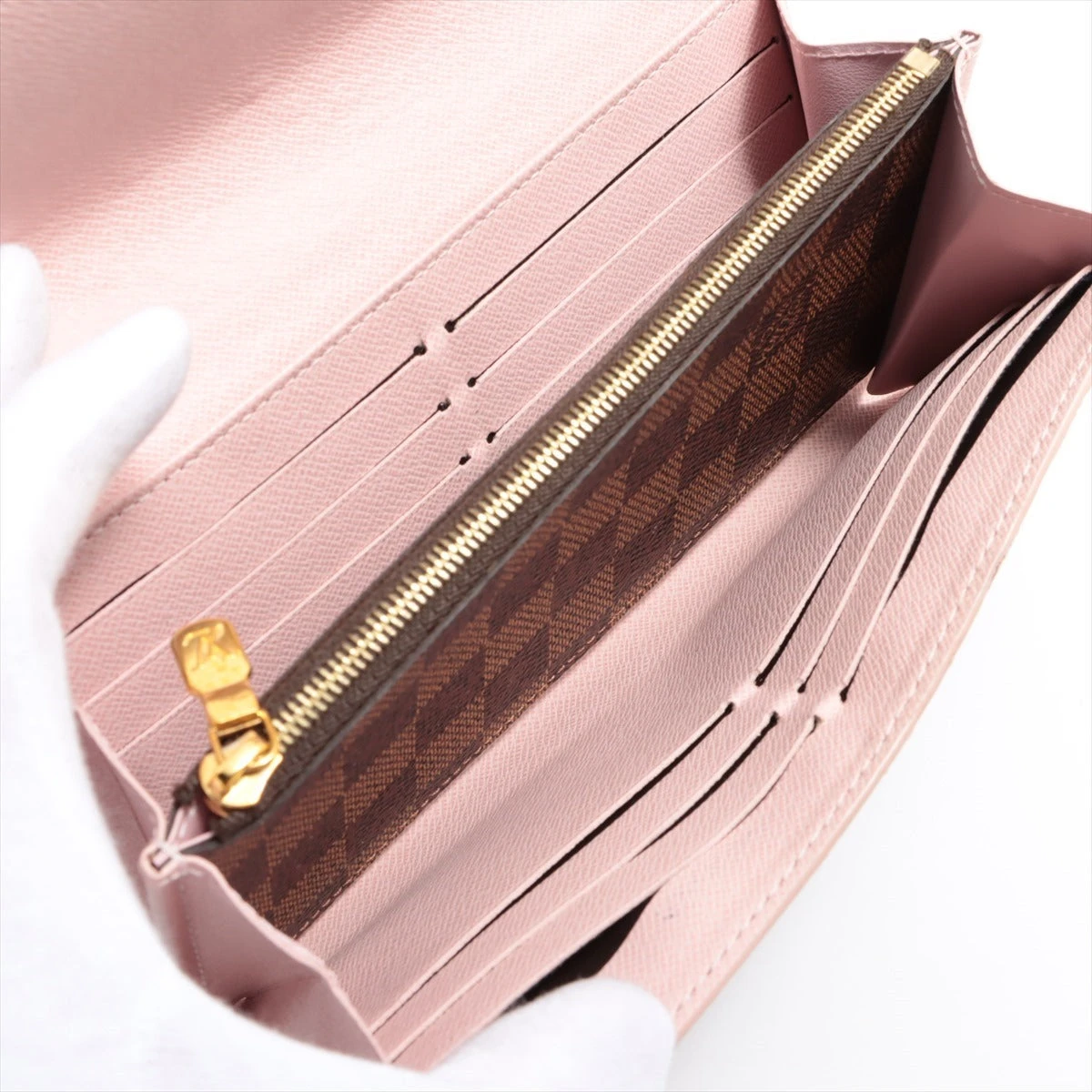 ルイヴィトン Louis Vuitton ダミエ ポルトフォイユ サラ N60249 エベヌ スタッズ ローズバレリーヌ 2つ折り財布 レディース 送料無料 【中古】 ヴィトン ダミエ エベヌ スタッズ ポルトフォイユサラ N60249 ローズ