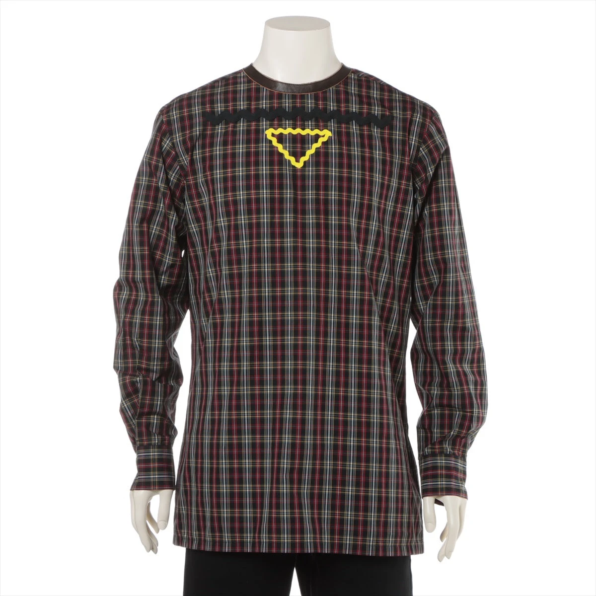 【PRADA プラダ】23SS コットン×レザー シャツ マルチカラー 長袖 PRADA プラダ】23SS コットン×レザー シャツ マルチカラー 長袖