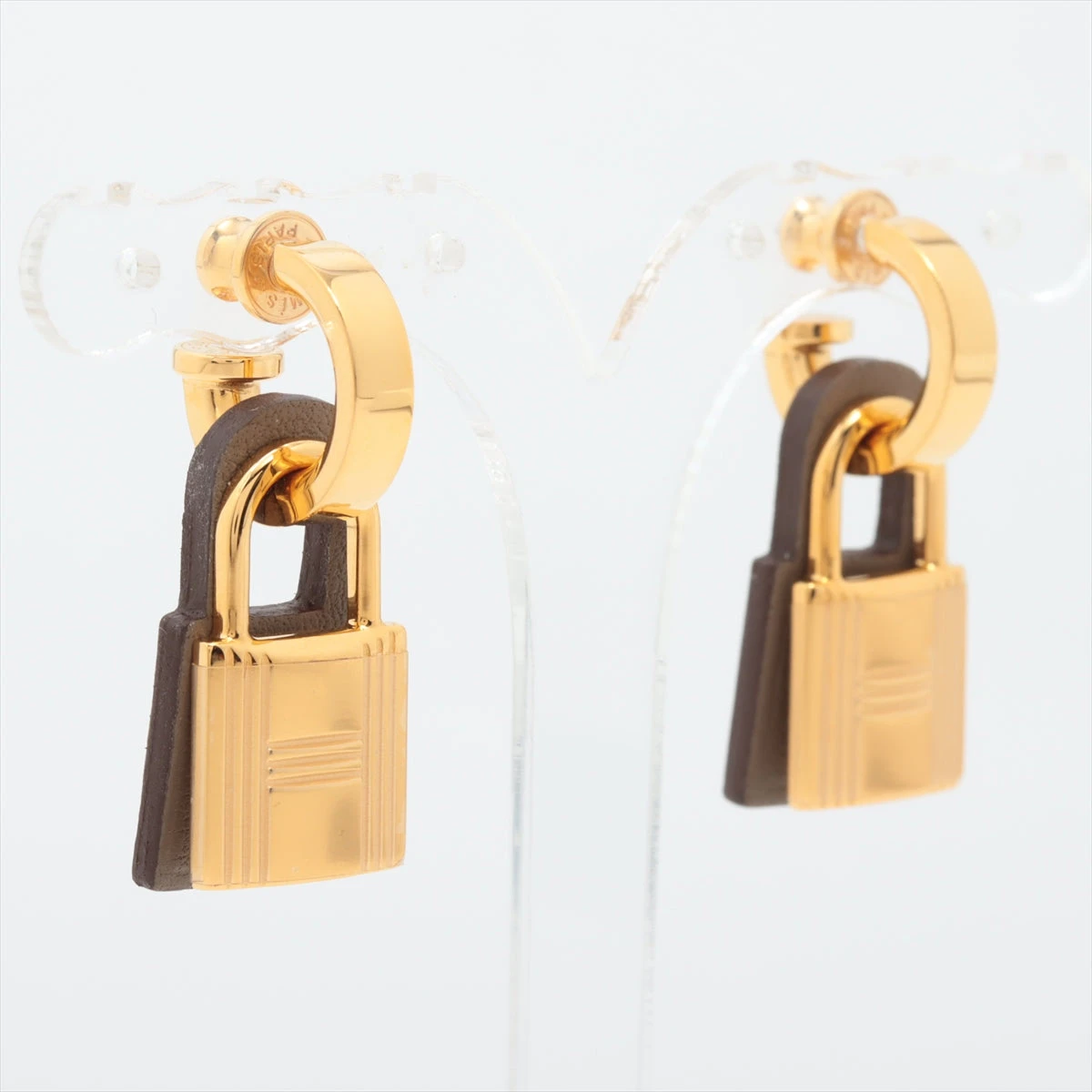 エルメス オーケリー D刻印:2019年 ピアス(両耳用) GP×革 エトゥープ