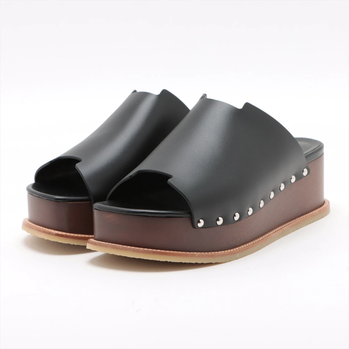 【12月スーパーSALE 15%OFF】 エルメス 38 ウェッジソールサンダル レザー エリプス 靴