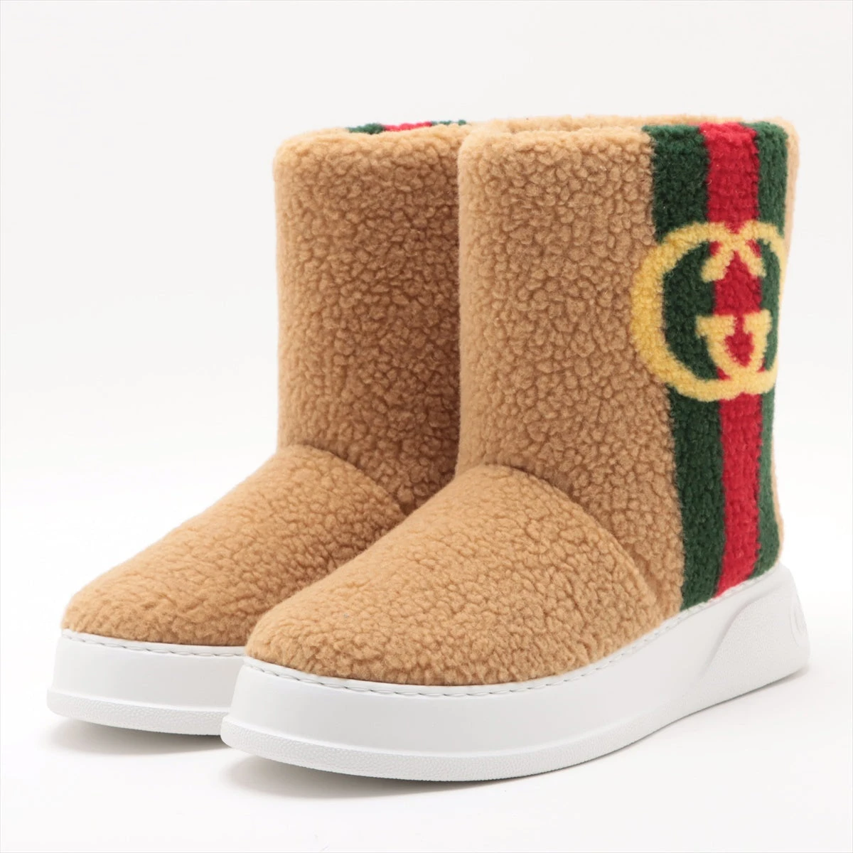 グッチ インターロッキングG ボア ブーツ 8 メンズ ベージュ HX048432