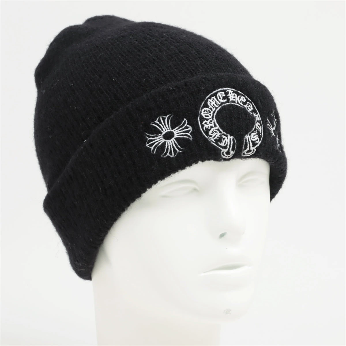 確実正規品　クロムハーツホースシューニット帽　ビーニー　ブラック　美品 CHROME HEARTS クロムハーツ WOOL WATCH CAP CHプラスホース