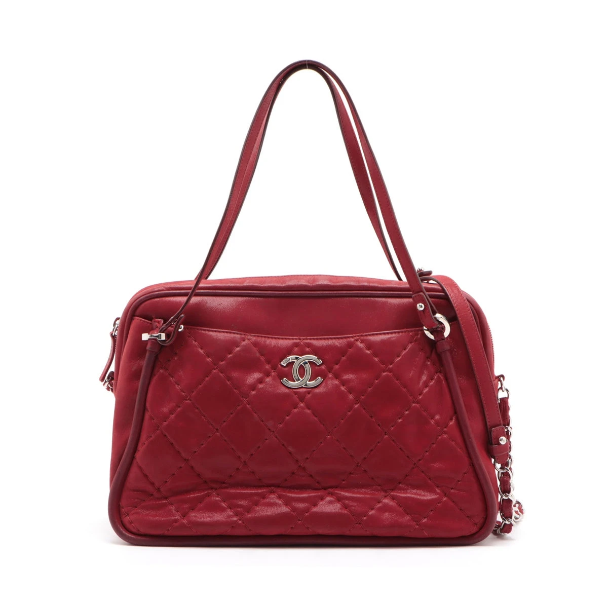 シャネル ココマーク レザー チェーンショルダーバッグ レッド