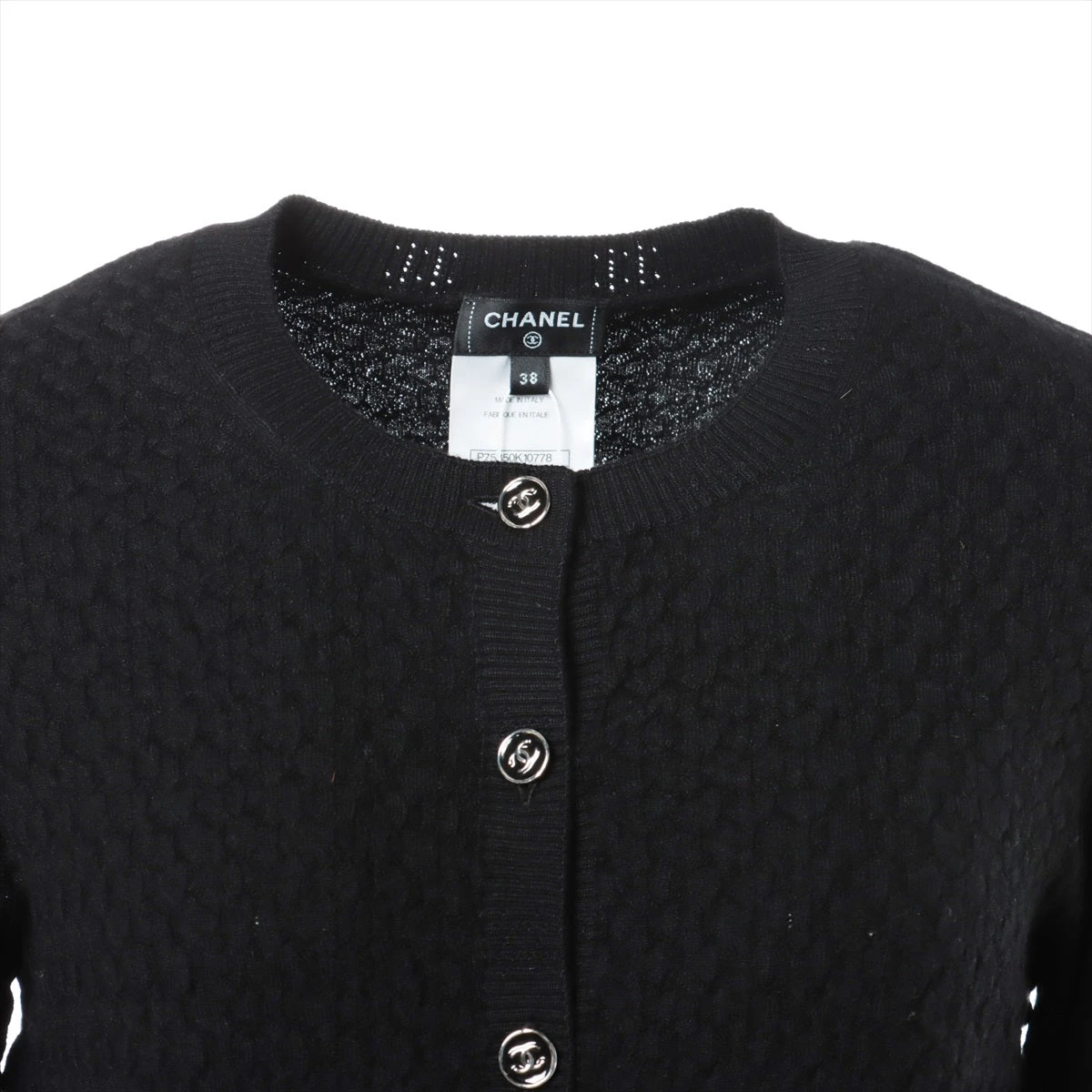 シャネル ココボタン カシミヤ×ポリエステル カーディガン 38