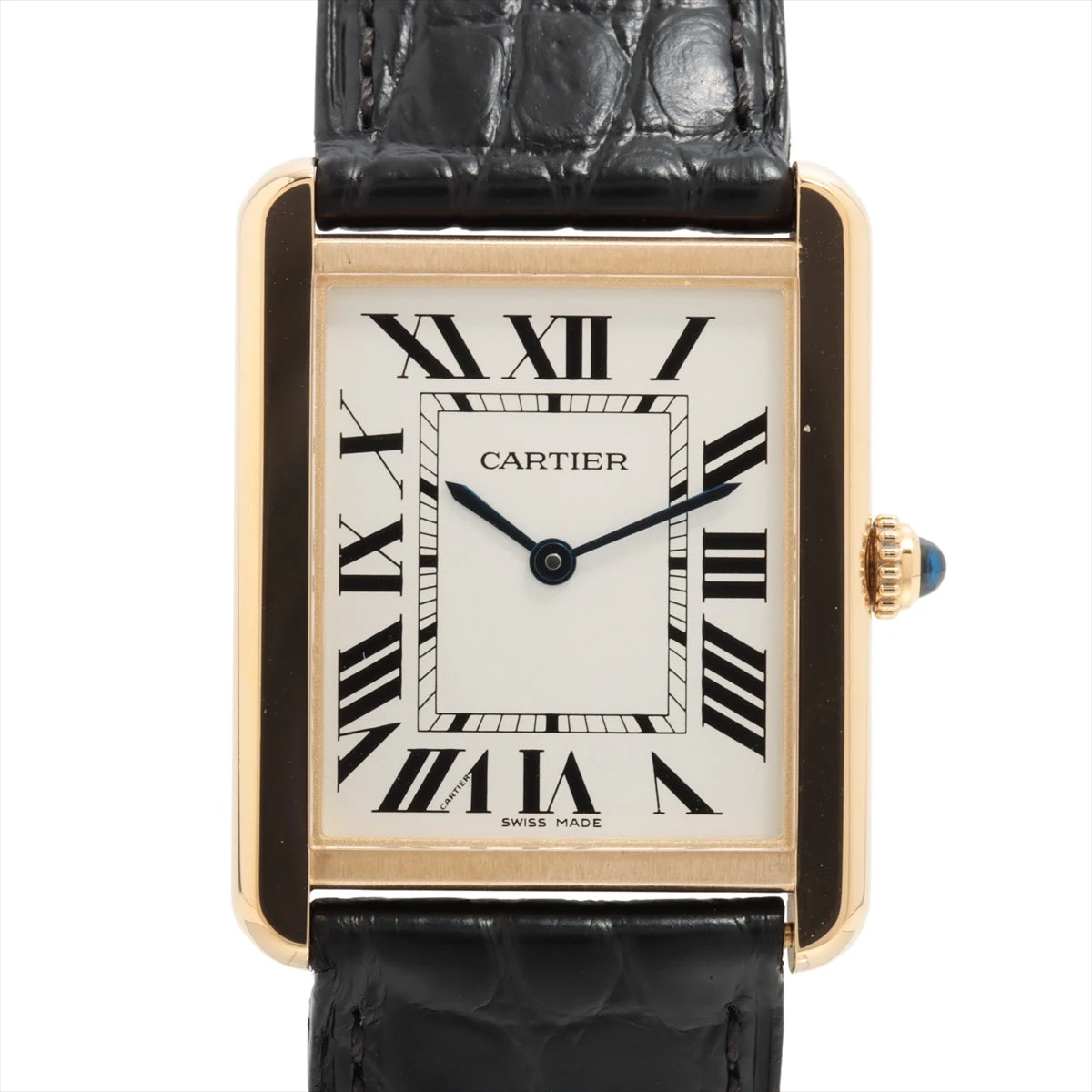 カルティエ タンクソロLM W5200004 YG×SS ×革 QZ シルバー文字盤