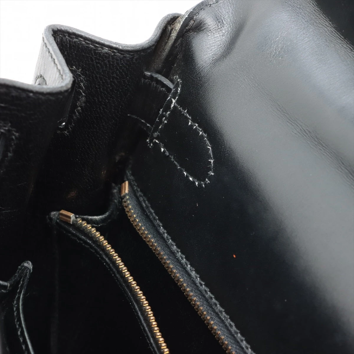 エルメス ケリー28 ボックスカーフ ブラック ゴールド金具 ○D:1974年