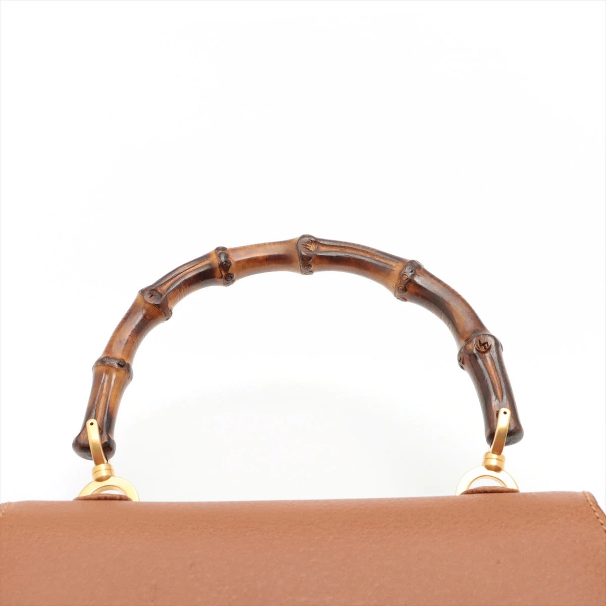 GUCCI バンブー ハンドバッグ ブラウン マットゴールド レザー
