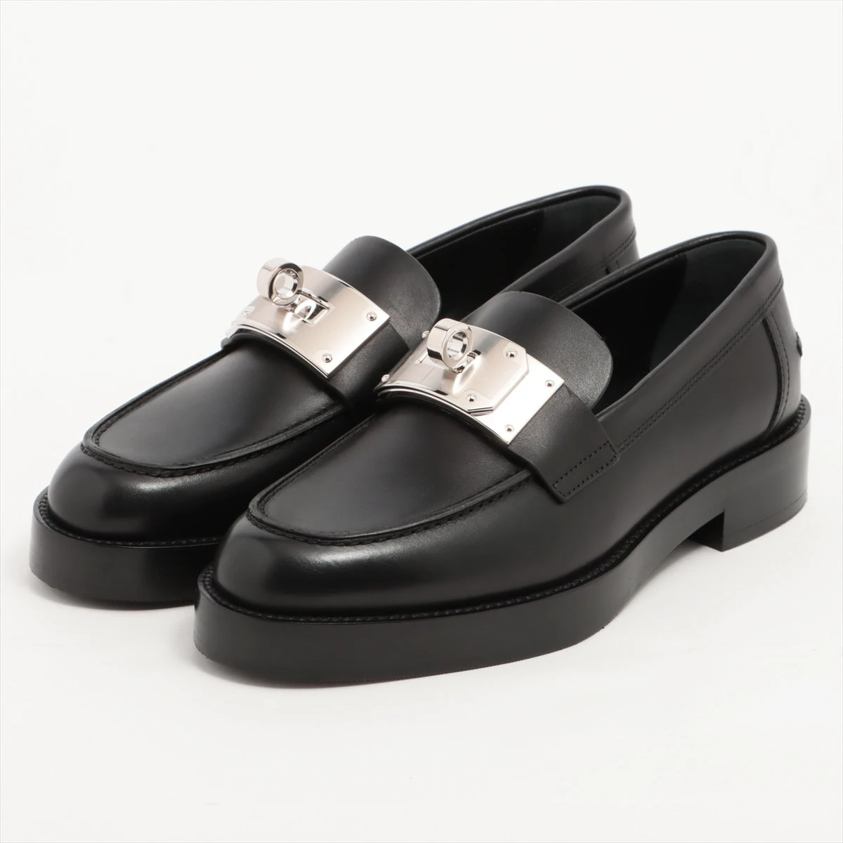 美品/HERMES エルメス　ケリー　シューズ　ローファー　ブラック　36 エルメス レザー ローファー 36 レディース ブラック ホット