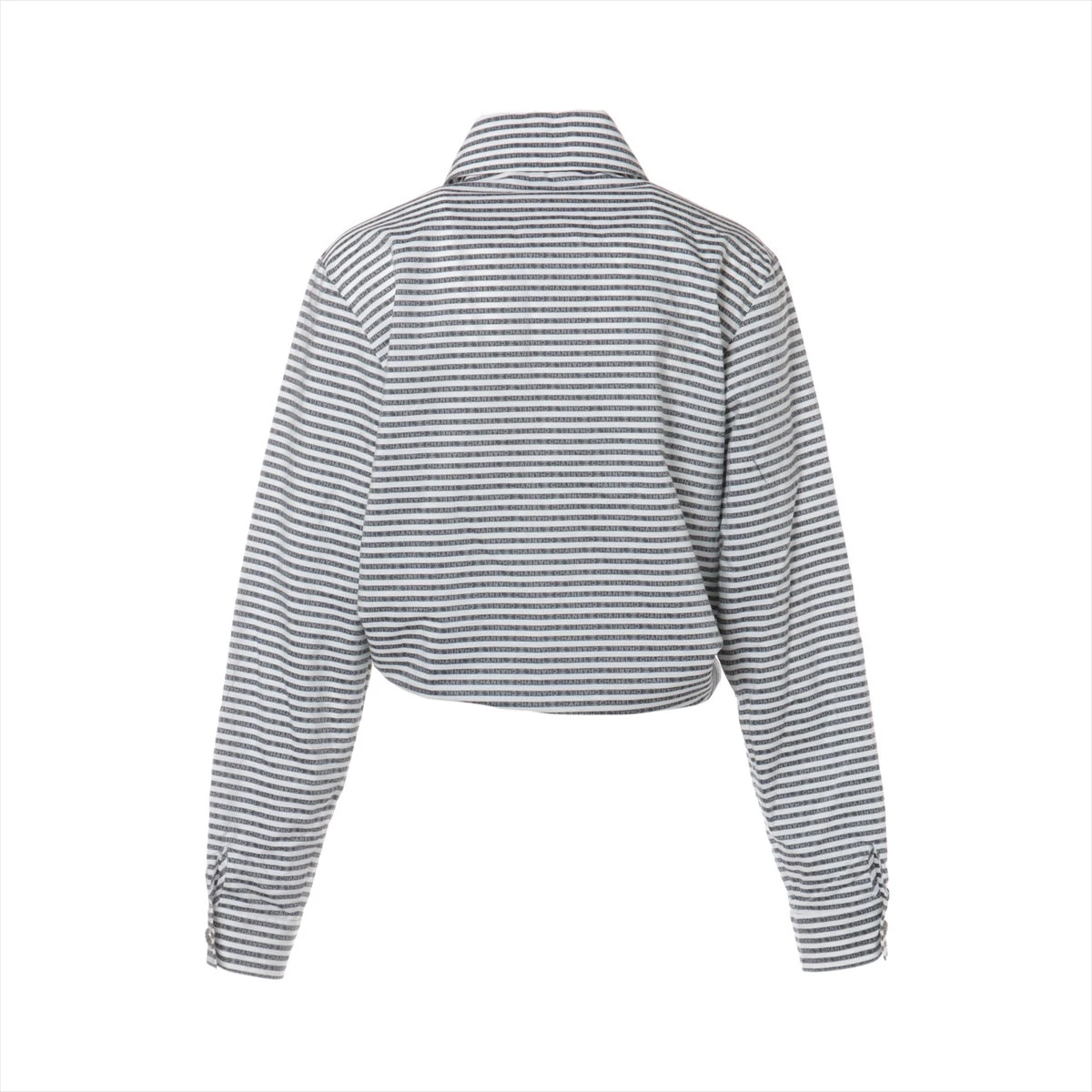CHANEL - 極美◎正規品 伊製 CHANEL シャネル P64116 レディース ココマークボタン付き コットン100％ 長袖 シャツ ロゴボーダー柄 白×グレー系 34 2185774988.jpg?1708660257