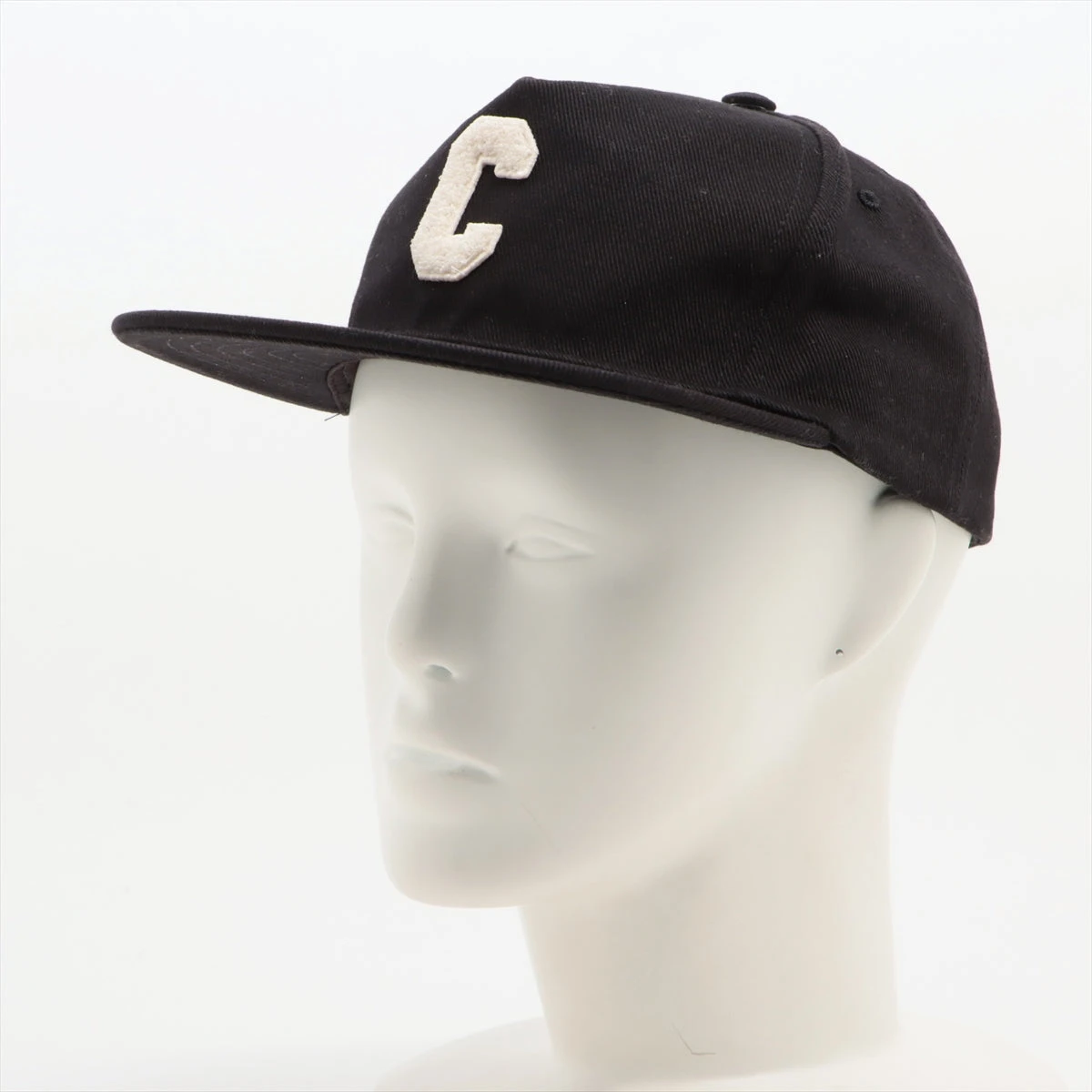 美品 CELINE ブラック ロゴ キャップ M セリーヌ ロゴ キャップ M コットン ブラック A2285207｜中古