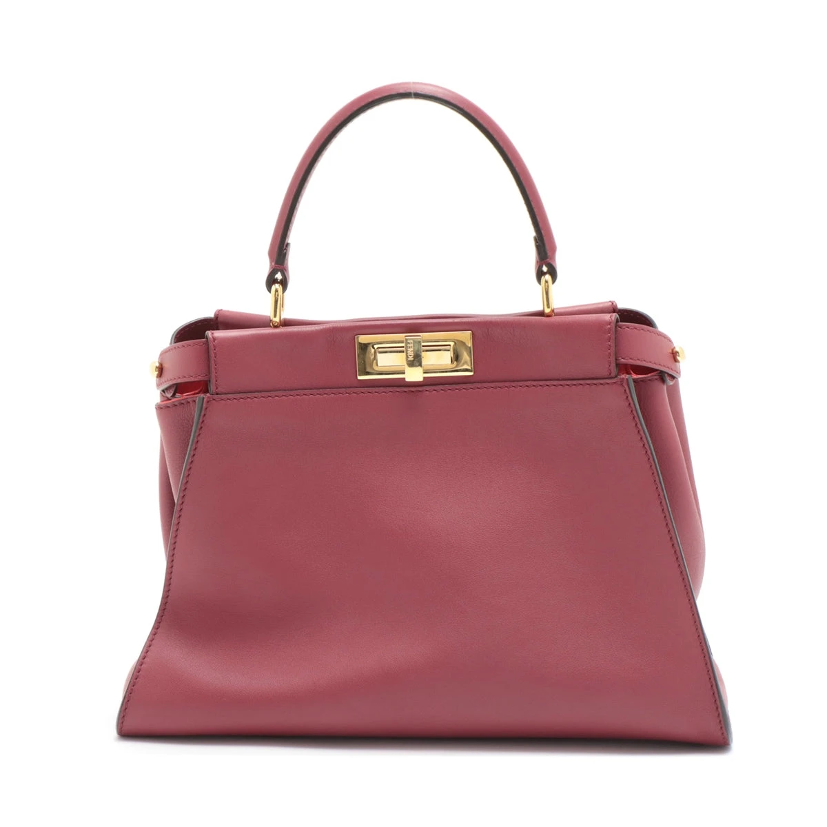 フェンディ ピーカブーレギュラー レザー ハンドバッグ ボルドー  