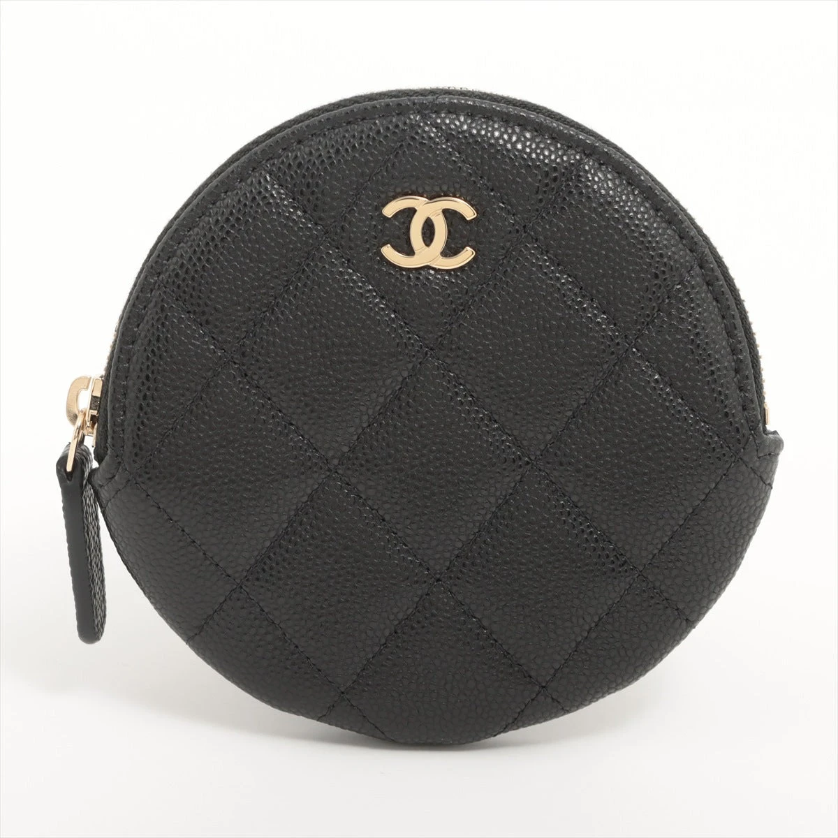【美品】CHANEL マトラッセ キャビアスキン コインパース ゴールド金具 シャネル マトラッセ キャビアスキン コインケース パープル