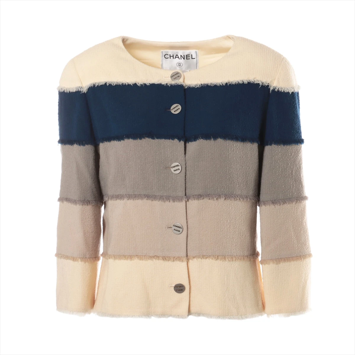 CHANEL ノーカラージャケット 38 マルチカラー