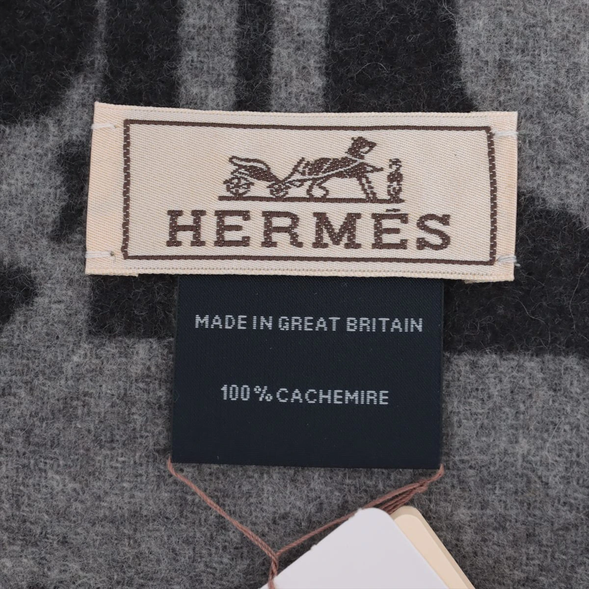 HERMES マフラー グレー/ブラック　ブリッド・ドゥ・ガラ　新品　カシミヤ HERMES マフラー グレー/ブラック ブリッド・ドゥ・ガラ 新品