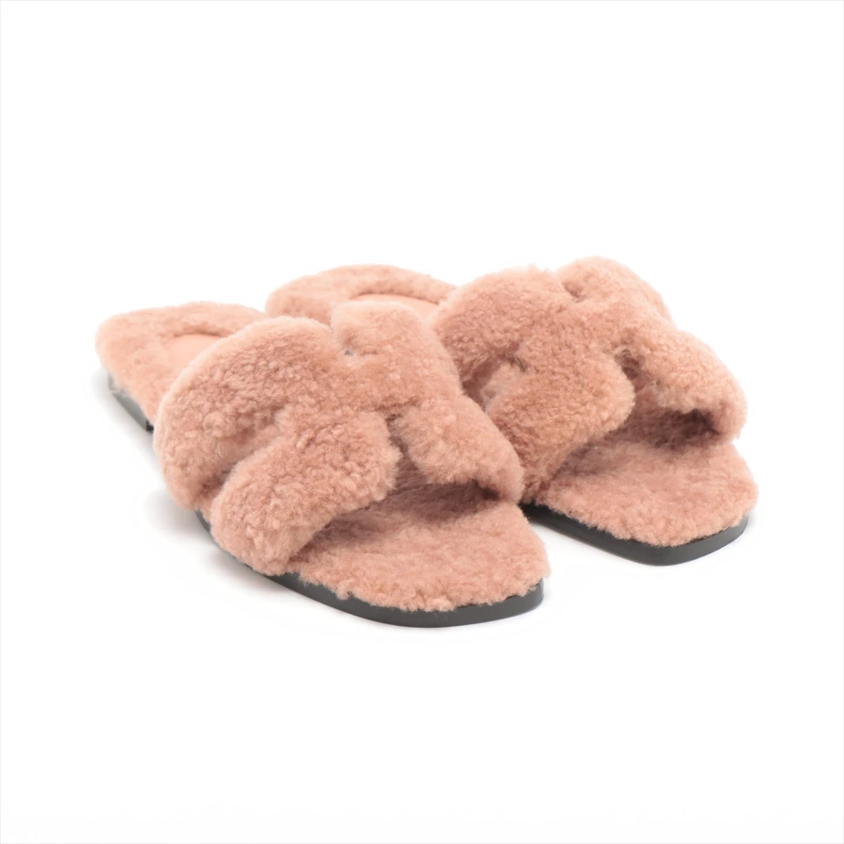 エルメス　オラン　ムートン　ボア　サンダル　お値下げしました！　ピンク エルメス オラン ムートン サンダル 36 レディース ピンク 箱 袋