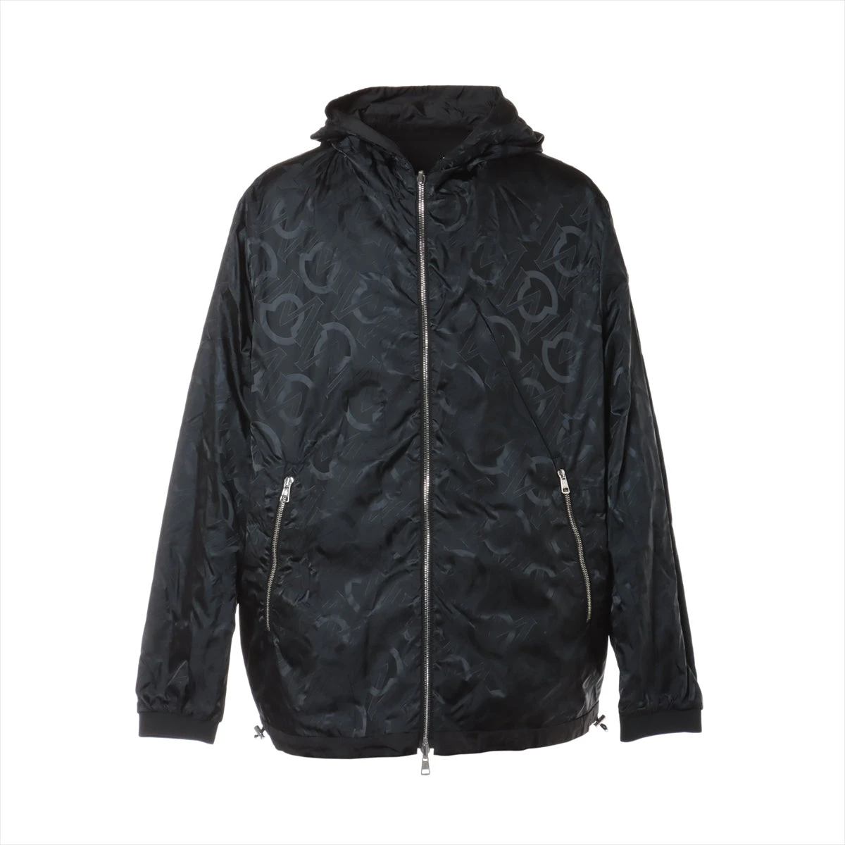 MONCLER フード付きブラックナイロンジャケットリバーシブル Cordier