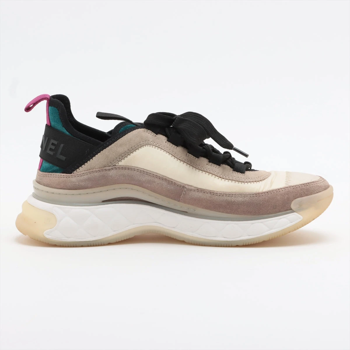 miki lisa CHANELココマーク レザーファブリック スニーカー シャネル ココマーク レザー×ファブリック スニーカー 40 ユニ