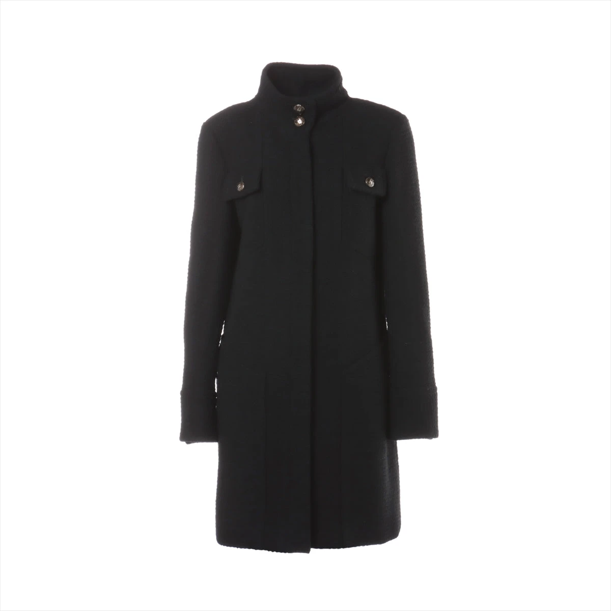 シャネル ココボタン ウール コート 38 レディース ブラック