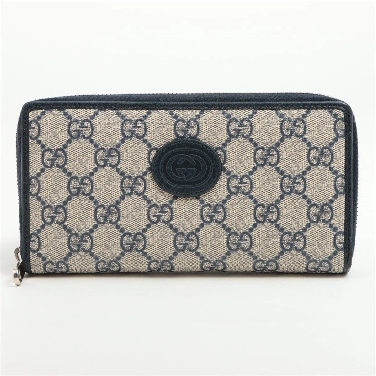 グッチ GGスプリーム 673003 PVC×レザー ラウンドジップウォレット  