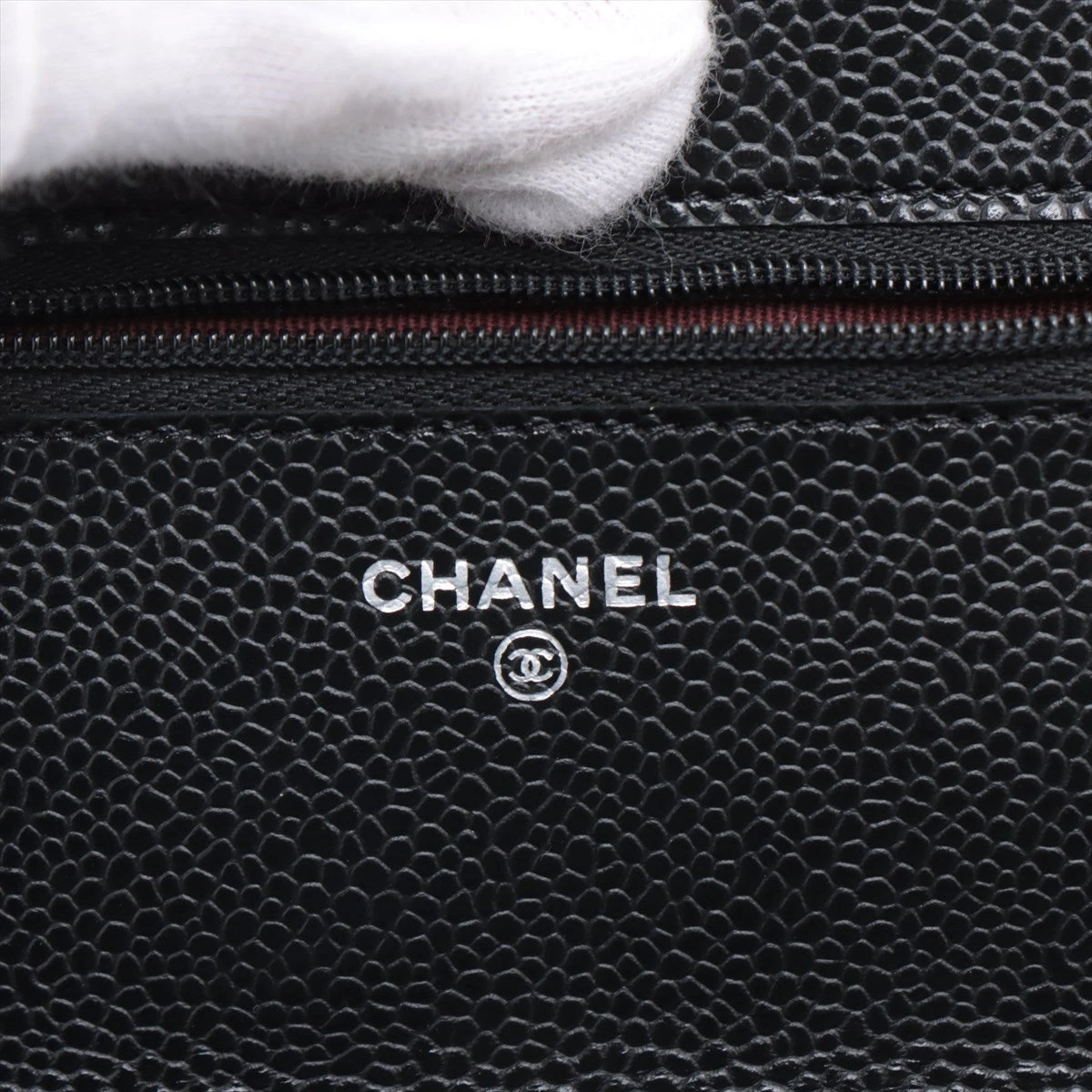 黒 キャビアスキン チェーンウォレット バック シルバー 金具 シャネルチェーンウォレット ショルダーバッグ マトラッセ 黒