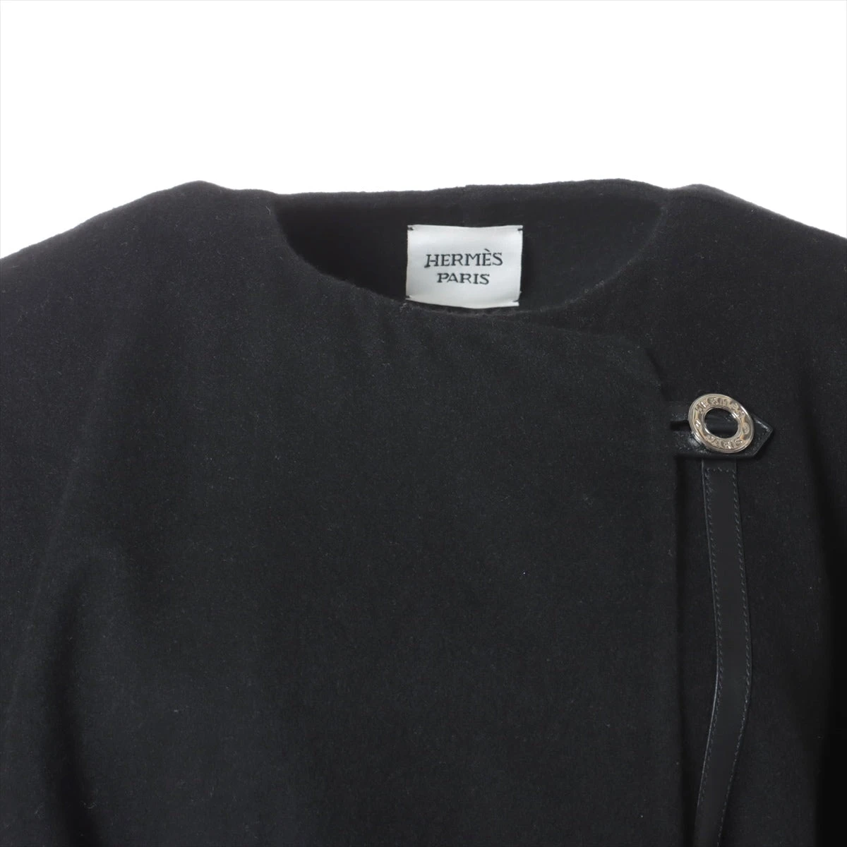 エルメス 21AW カシミヤ コート 32 ブラック ポンチョ セリエボタン 